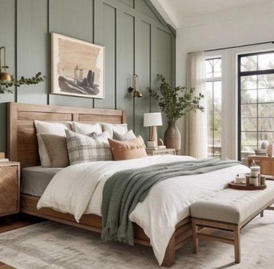 Bedroom Bliss: Green & Tan