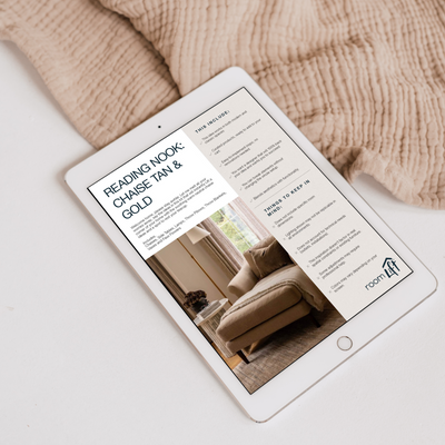 Reading Nook: Chaise Tan & Gold